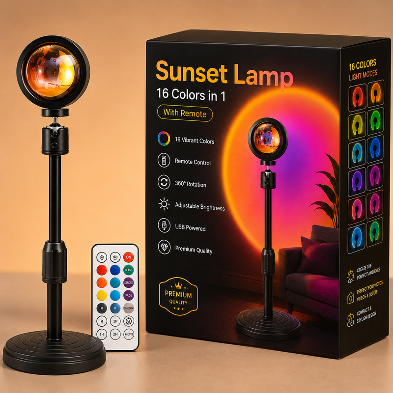 Sunset Lamp with 16 Colors in 1, with Remote (PREMIUM QUALITY)