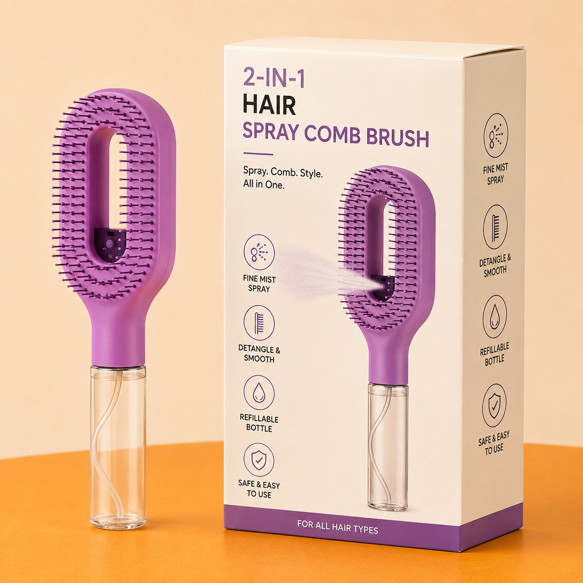 2-in-1 Hair Spray Comb Brush