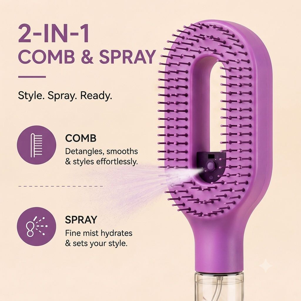 2-in-1 Hair Spray Comb Brush